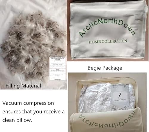 ArcticNorthDown Goose Down Feather Pillows (2-Pack, Standard 51x66cm) | Hotel Collection Stripe White thumbnail 6