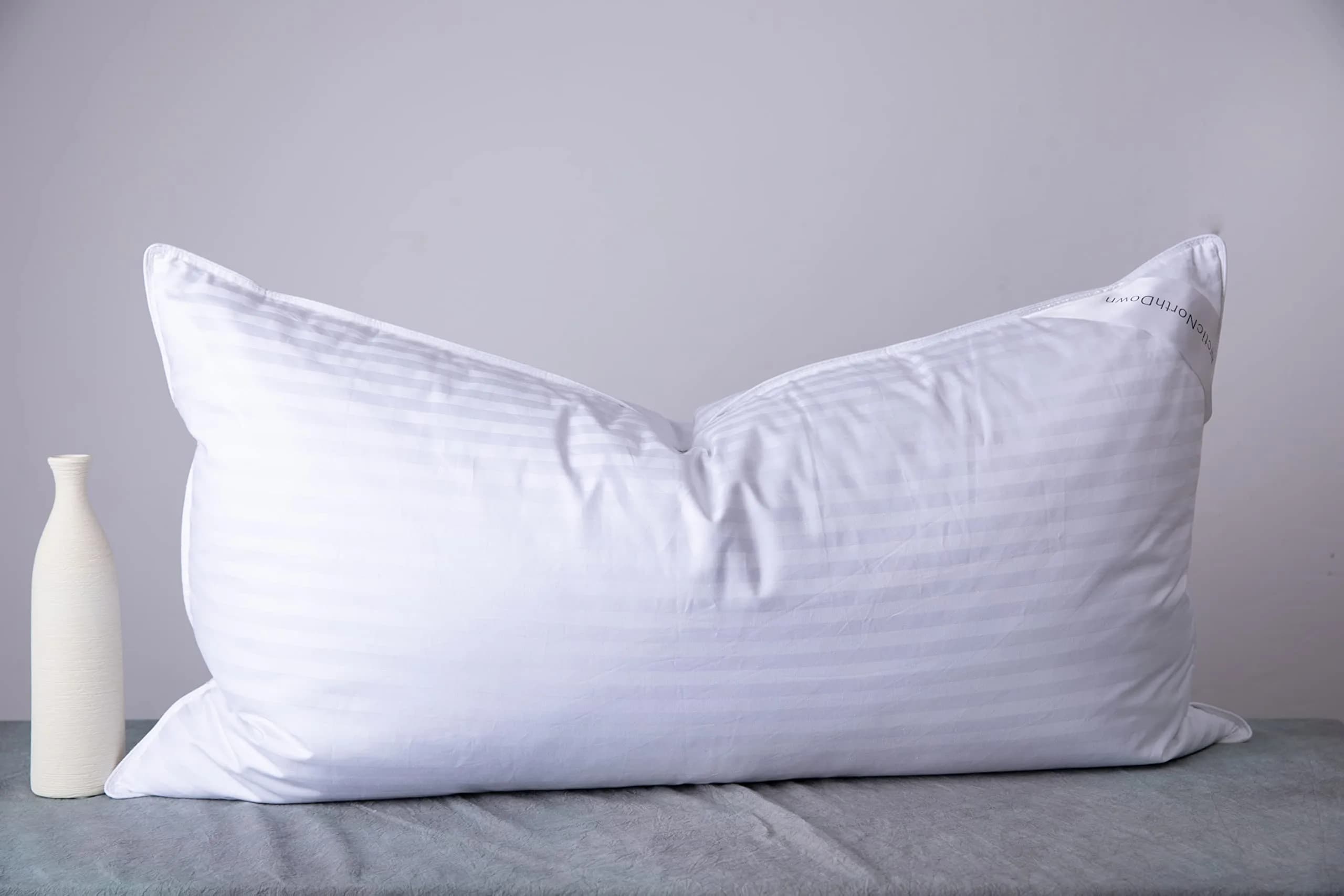 ArcticNorthDown Goose Down Feather Pillows (2-Pack, Standard 51x66cm) | Hotel Collection Stripe White — King