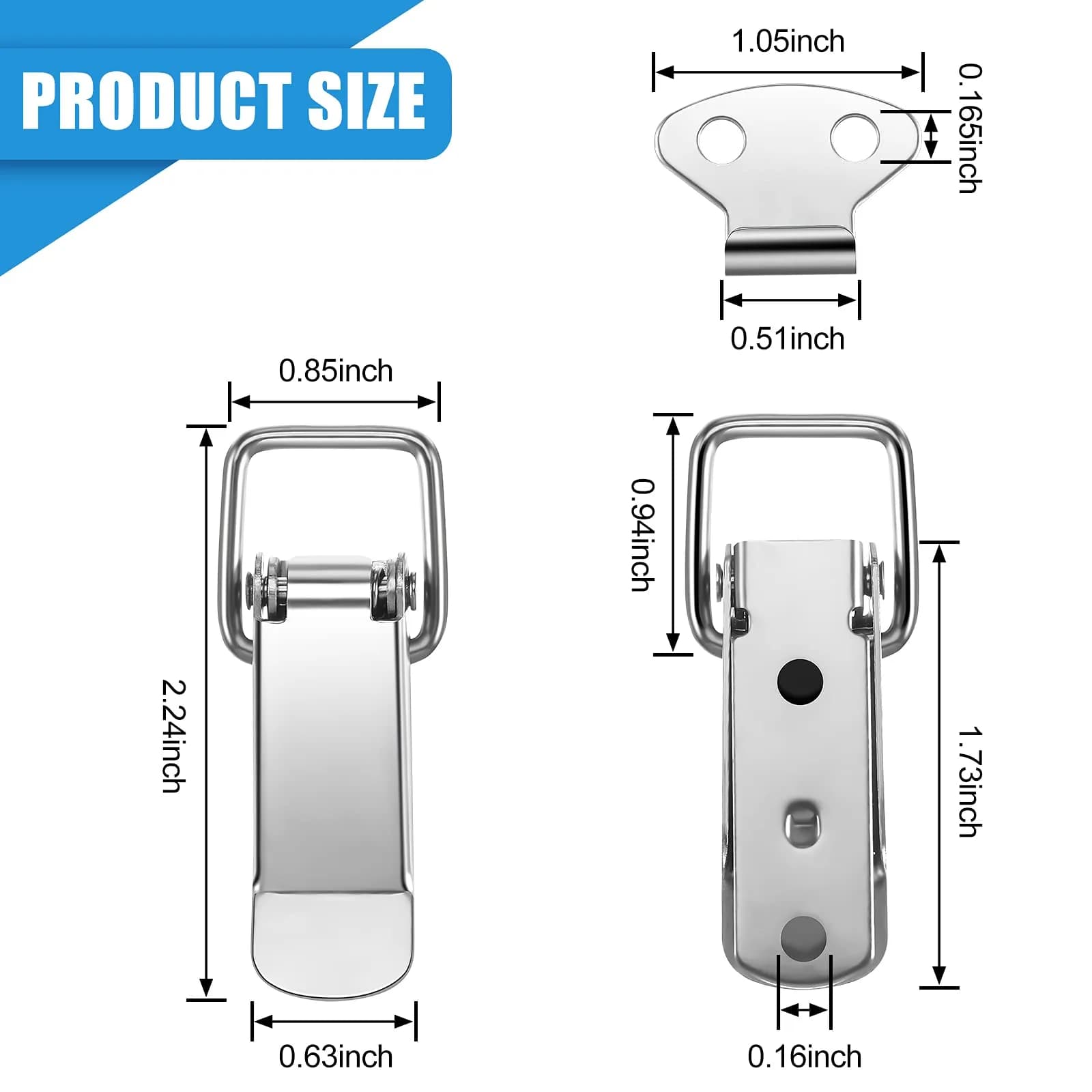 Hotop Spring Loaded Toggle Latches 5.7cm (2.24 inch) | Pack of 4 Metal Cabinet Door Latches - view 7