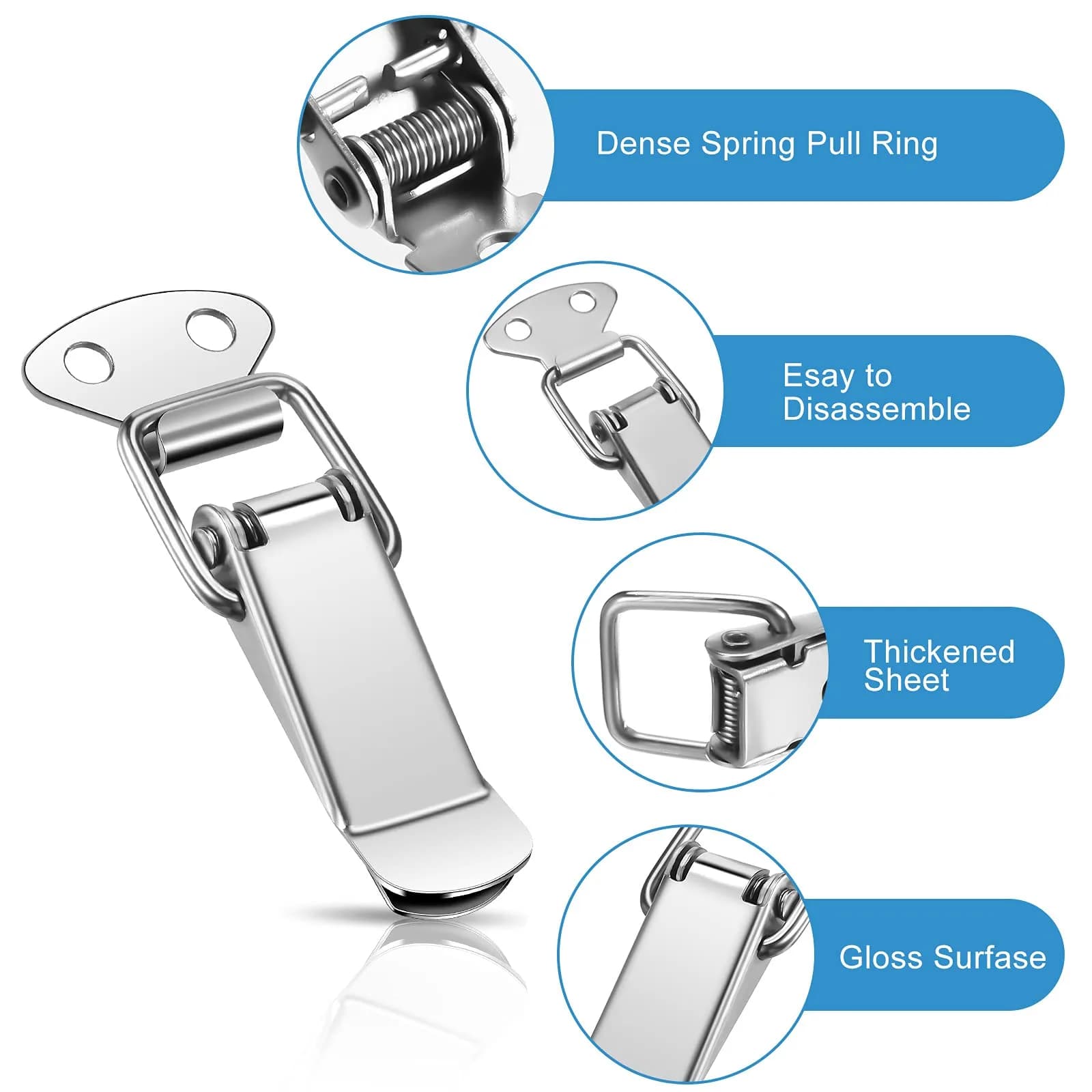 Hotop Spring Loaded Toggle Latches 5.7cm (2.24 inch) | Pack of 4 Metal Cabinet Door Latches - view 2