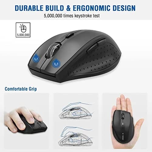 E-YOOSO Wireless Mouse for Laptop | 5-Level 4800 DPI, 18 Months Battery Life, Cordless 2.4GHz, Black thumbnail 4