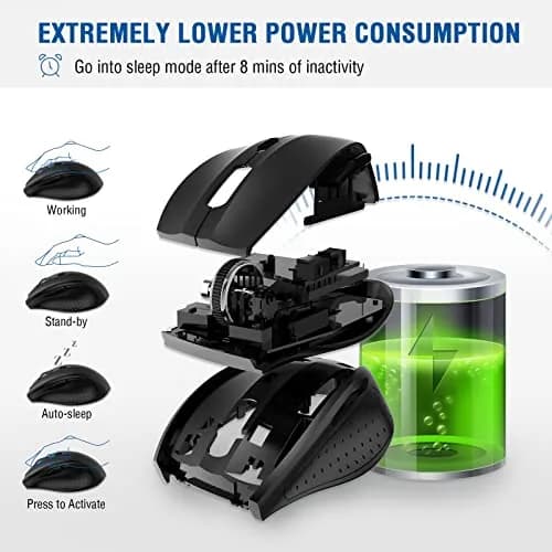 E-YOOSO Wireless Mouse for Laptop | 5-Level 4800 DPI, 18 Months Battery Life, Cordless 2.4GHz, Black thumbnail 5