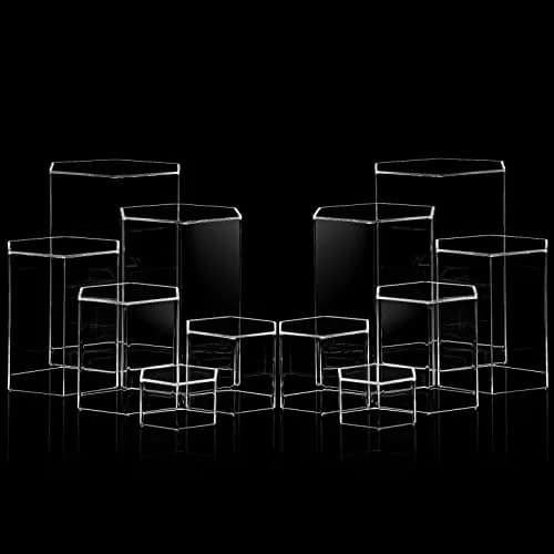 Jetec Clear Acrylic Hexagonal Jewelry Display Risers (Set of 6, Different Sizes) | Organize & Showcase Collections thumbnail 1