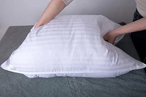 ArcticNorthDown Goose Down Feather Bed Pillows Hotel Collection Queen Pair Pillows Stripe White 51cm x 76cm (20"x30") | Luxury Cotton Cover & Gentle Neck Support thumbnail 6