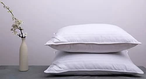 ArcticNorthDown Goose Down Feather Bed Pillows Hotel Collection Queen Pair Pillows Stripe White 51cm x 76cm (20"x30") | Luxury Cotton Cover & Gentle Neck Support thumbnail 1
