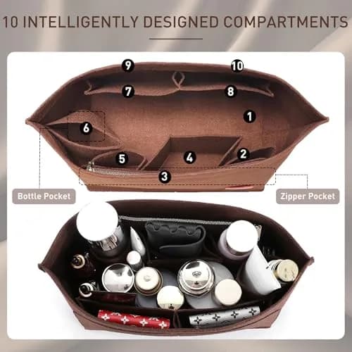 Doxo Purse Organizer Insert for Handbags & Base Shaper 2pc Set, Felt Speedy 30 Neverfull MM Organizer Insert 30cm (11.8") | Keeps Bags Structured thumbnail 4