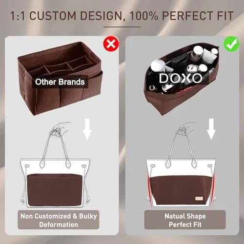 Doxo Purse Organizer Insert for Handbags & Base Shaper 2pc Set, Felt Speedy 30 Neverfull MM Organizer Insert 30cm (11.8") | Keeps Bags Structured thumbnail 5