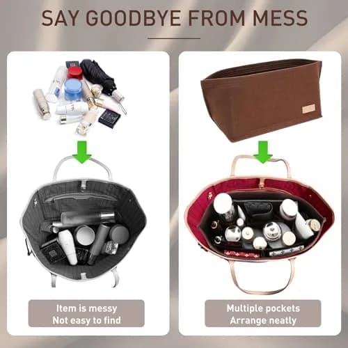 Doxo Purse Organizer Insert for Handbags & Base Shaper 2pc Set, Felt Speedy 30 Neverfull MM Organizer Insert 30cm (11.8") | Keeps Bags Structured thumbnail 6
