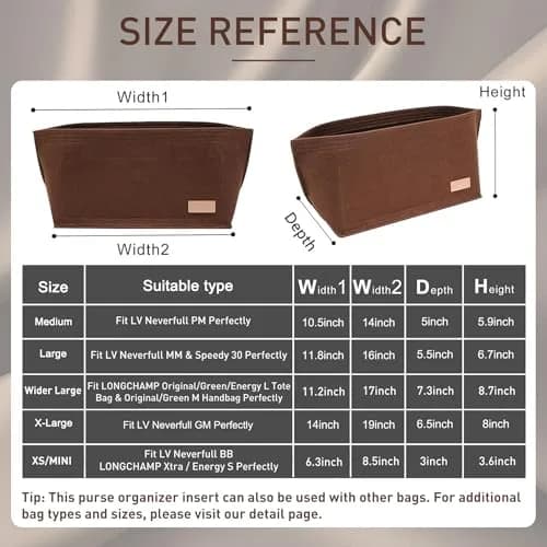 Doxo Purse Organizer Insert for Handbags & Base Shaper 2pc Set, Felt Speedy 30 Neverfull MM Organizer Insert 30cm (11.8") | Keeps Bags Structured thumbnail 2