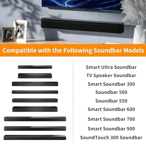 tiebutie Soundbar Wall Mount for Bose WB-300 SoundTouch 300 Smart Soundbar | Stainless Steel Bracket with Hardware Kit thumbnail 2