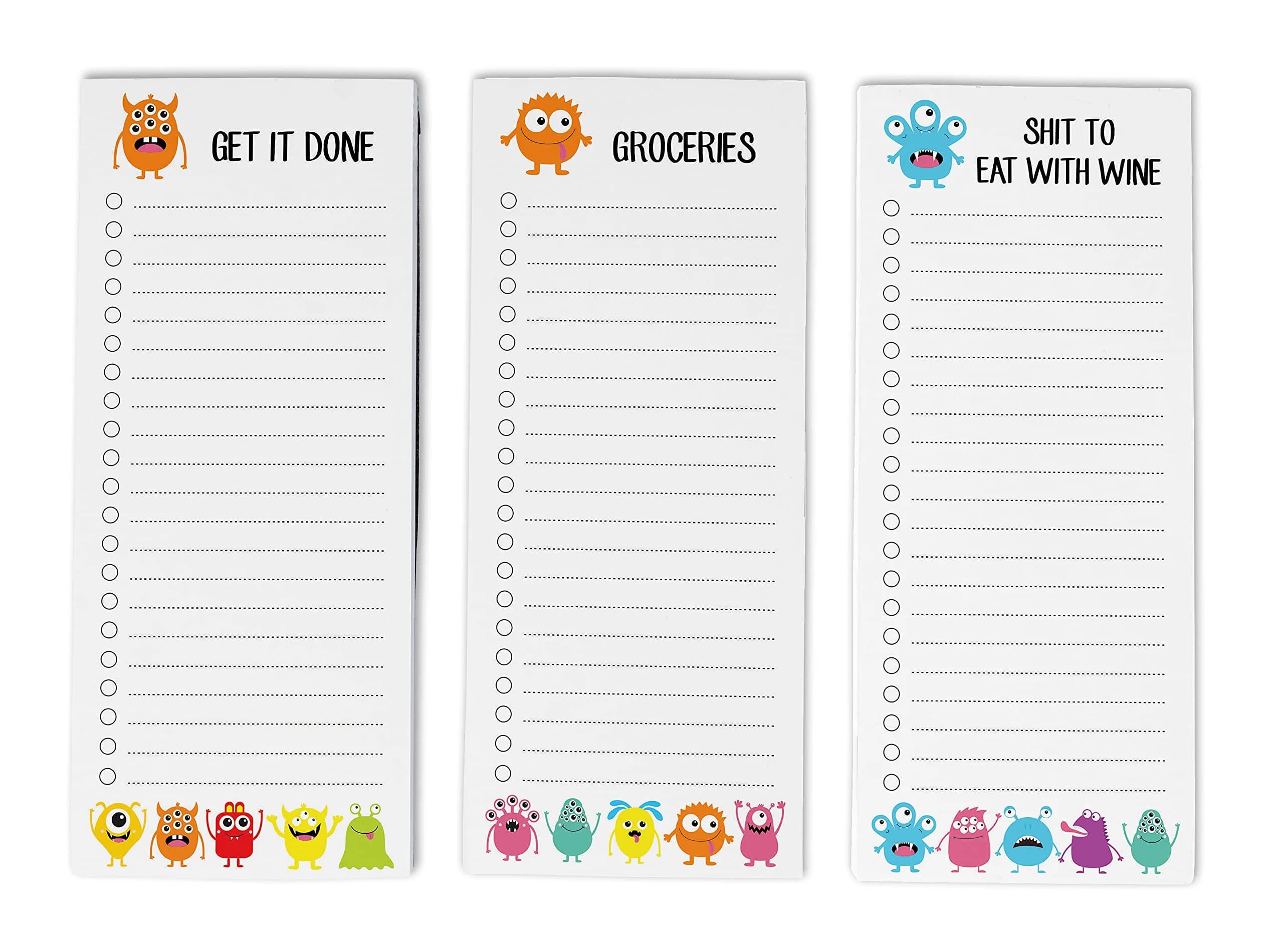 Inkdotpot Magnetic Fridge To-Do List Notepads 3-Pack | 50 Sheets Each, 8.75" x 3.8" Orange - main product image