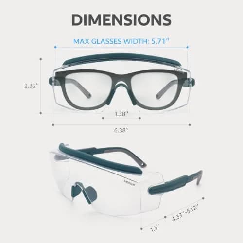 UKNOW Safety Goggles Over Glasses, Anti Fog Safety Glasses with Clear Wraparound Lens, ANSI Z87.1 Protective Eyewear thumbnail 7