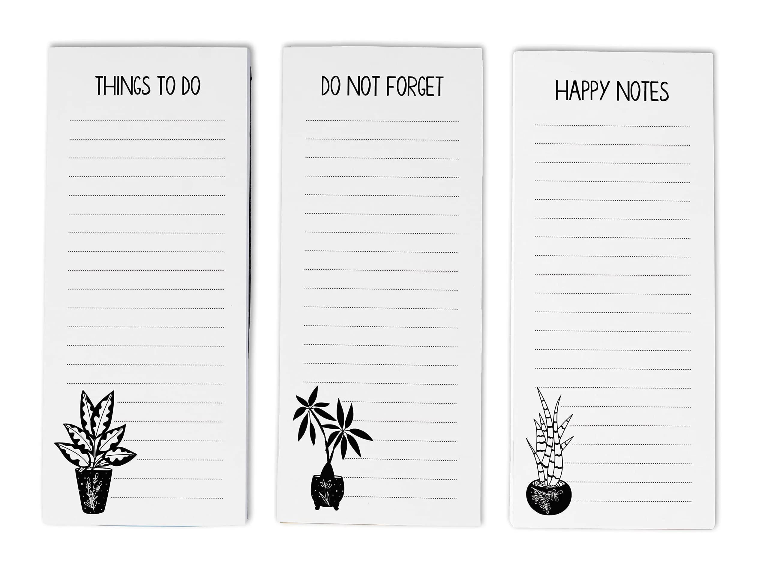 Inkdotpot Magnetic Fridge To-Do List Notepads 3-Pack | 50 Sheets Each, 21.9 cm x 9.6 cm (8.75" x 3.8") — White