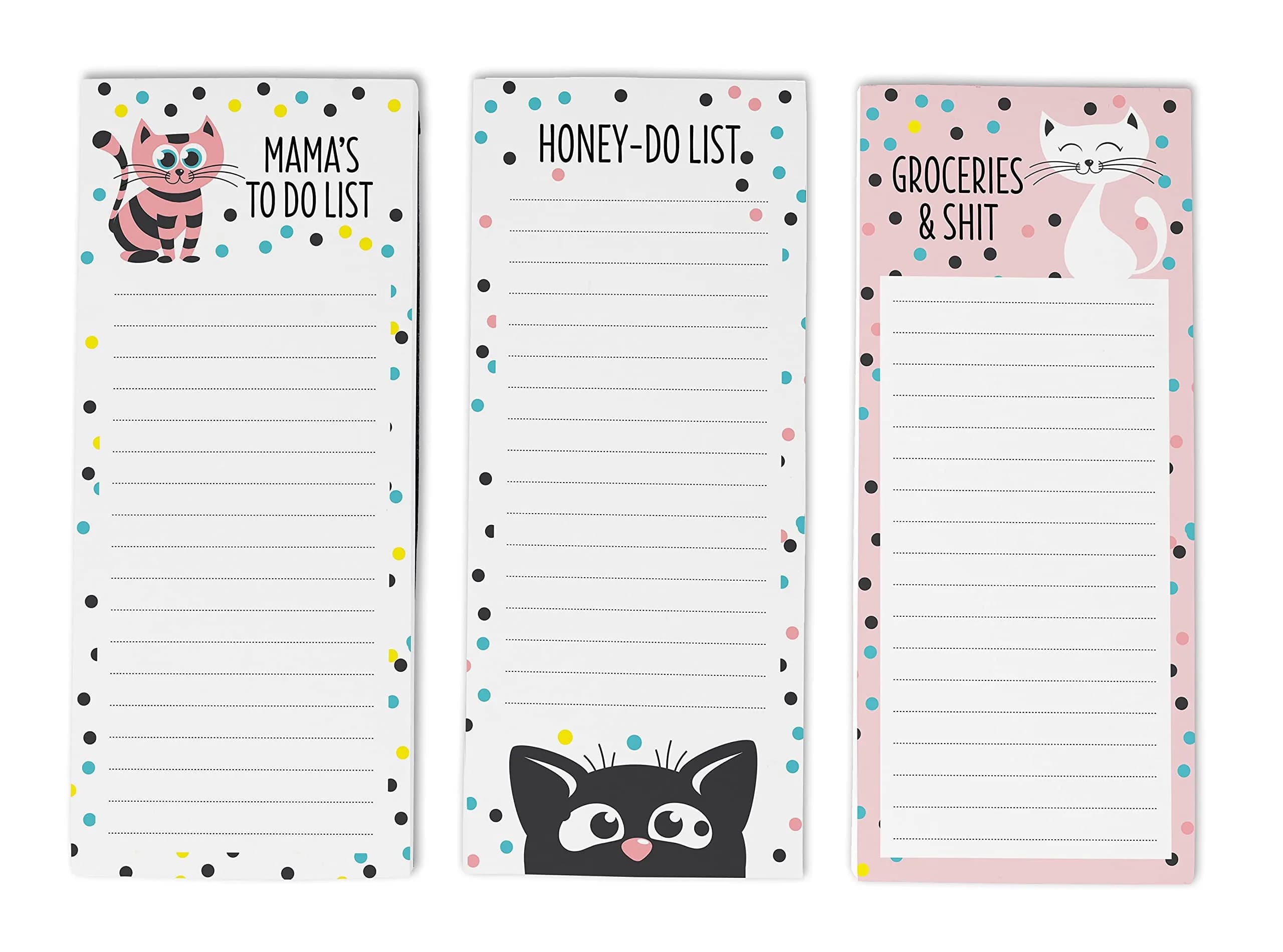 Inkdotpot Magnetic Fridge To-Do List Notepads 3-Pack | 21.9 cm x 9.6 cm (8.75" x 3.8") — Rose Pink