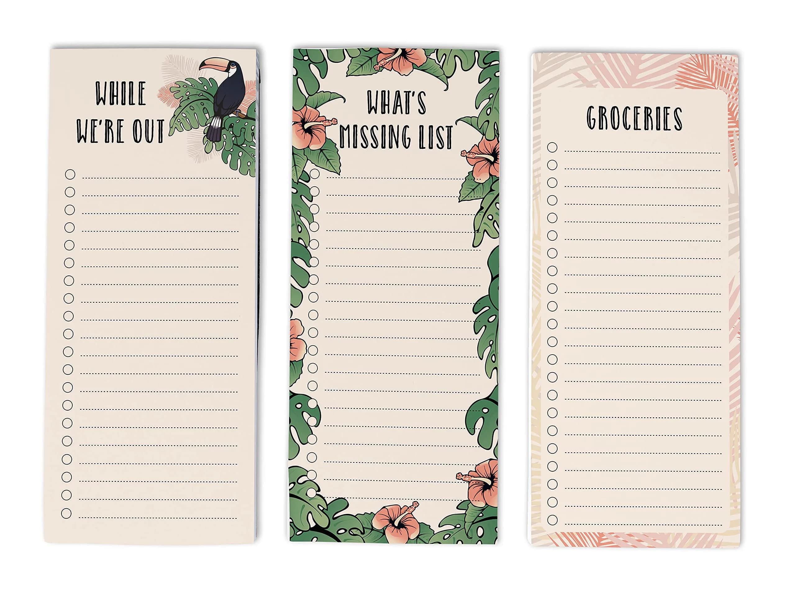 Inkdotpot Magnetic Fridge To-Do List Notepads 3-Pack | 21.9 cm x 9.6 cm (8.75" x 3.8") - 150 Sheets Total