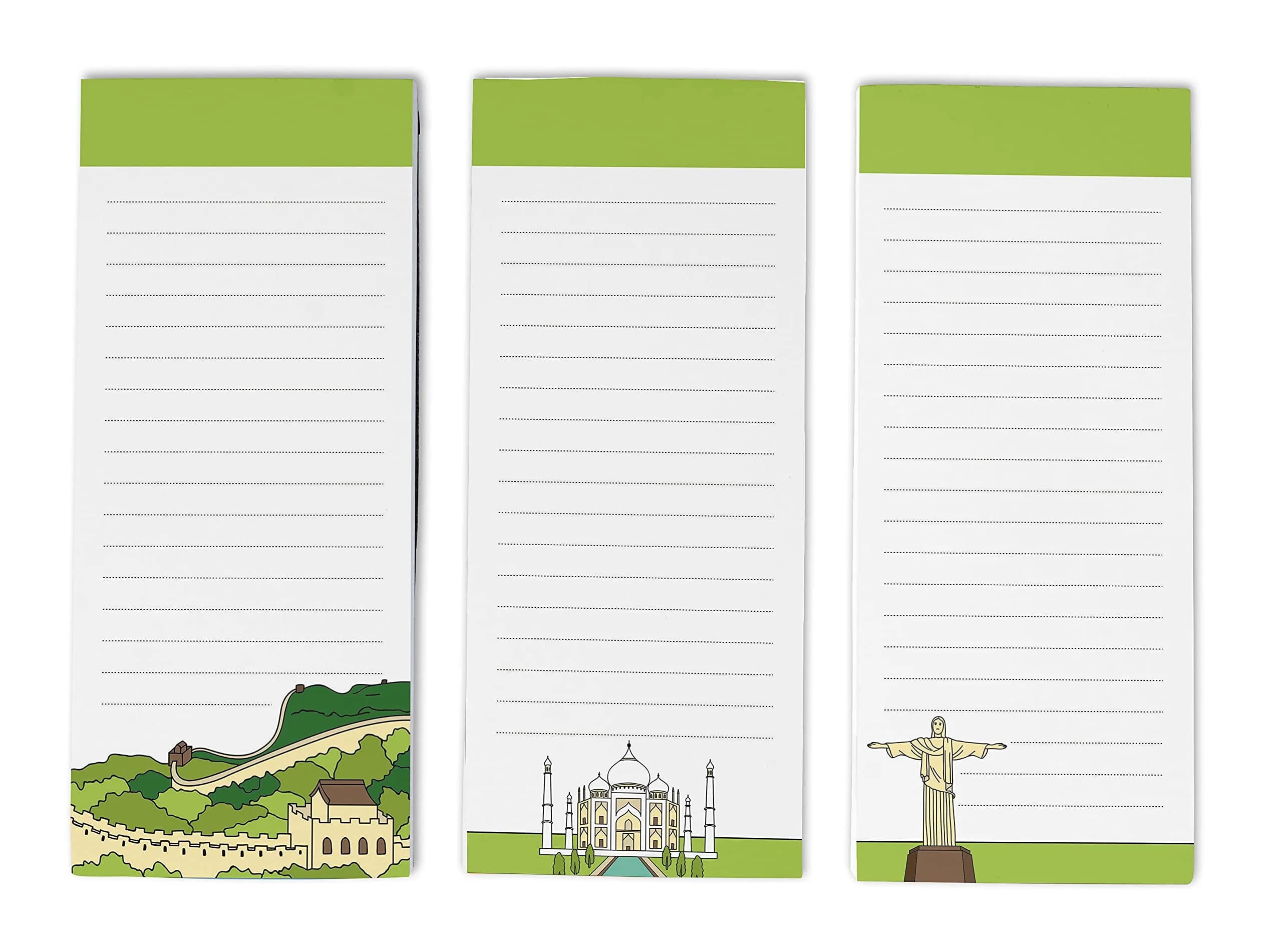 Inkdotpot Magnetic Fridge To-Do List Notepads 3-Pack | 50 Sheets Each, 20.25" x 3.8" Total — Light Green