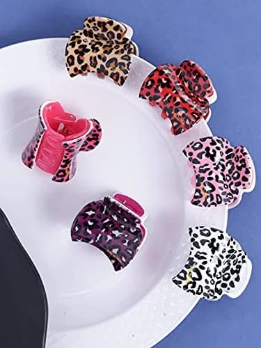 Yellow Chimes Medium Hair Claw Clips 3.5 cm (Pack of 6) | Leopard Print Acetate Hair Accessories thumbnail 2