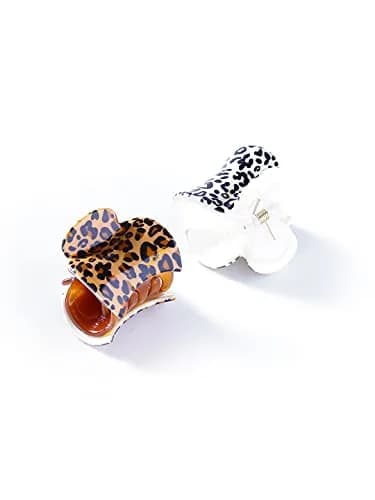 Yellow Chimes Medium Hair Claw Clips 3.5 cm (Pack of 6) | Leopard Print Acetate Hair Accessories thumbnail 3