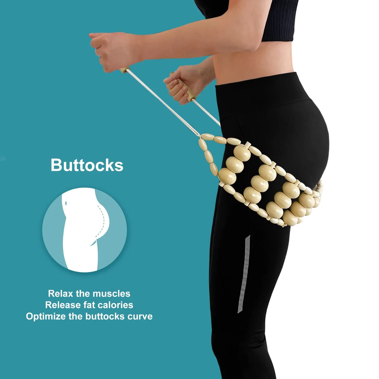 Deston Wooden Back Massager Roller Rope | Handheld Wooden Massage Tool for Back & Neck Relief thumbnail 5