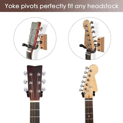 SNIGJAT Guitar Wall Mount 2 Pack, Rotatable Light Apricot Wood | Space-Saving, Versatile Display (70-120 chars) thumbnail 5