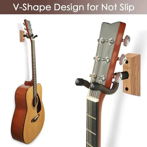 SNIGJAT Guitar Wall Mount 2 Pack, Rotatable Light Apricot Wood | Space-Saving, Versatile Display (70-120 chars) thumbnail 3
