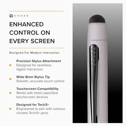 Cross Tech3+ Brushed Chrome Stylus Top Accessory, 8mm | Replacement Tip for Seamless Touchscreen Use thumbnail 4