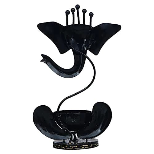 Discount ARA Ganesha Red Iron Tealight Candle Holder 28cm (11") | Handcrafted & Hand-painted for Home & Pooja thumbnail 4