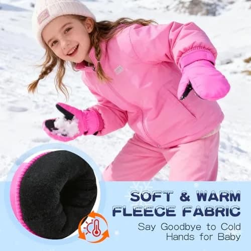 American Trends Toddler Snow Mittens for Boys & Girls, Waterproof Ski Mittens with 3M Thinsulate & Fleece Lining, Navy S (2-4 Years) thumbnail 5