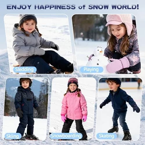 American Trends Toddler Snow Mittens for Boys & Girls, Waterproof Ski Mittens with 3M Thinsulate & Fleece Lining, Navy S (2-4 Years) thumbnail 6