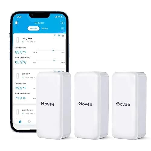 Govee Hygrometer Thermometer 3 Pack H5100 | Bluetooth Indoor & Outdoor Sensor with App Alerts thumbnail 1