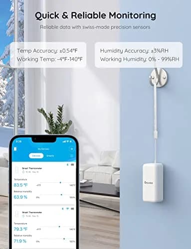 Govee Hygrometer Thermometer 3 Pack H5100 | Bluetooth Indoor & Outdoor Sensor with App Alerts thumbnail 4