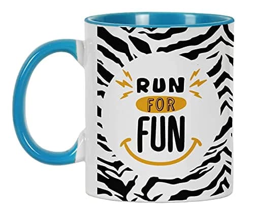 Inkdotpot Run For Fun 11oz Ceramic Coffee Mug with Blue Handle | Funny Fitness Lover Novelty Gift thumbnail 4