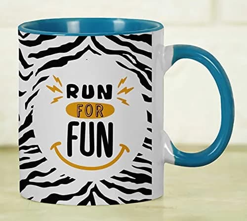 Inkdotpot Run For Fun 11oz Ceramic Coffee Mug with Blue Handle | Funny Fitness Lover Novelty Gift thumbnail 6