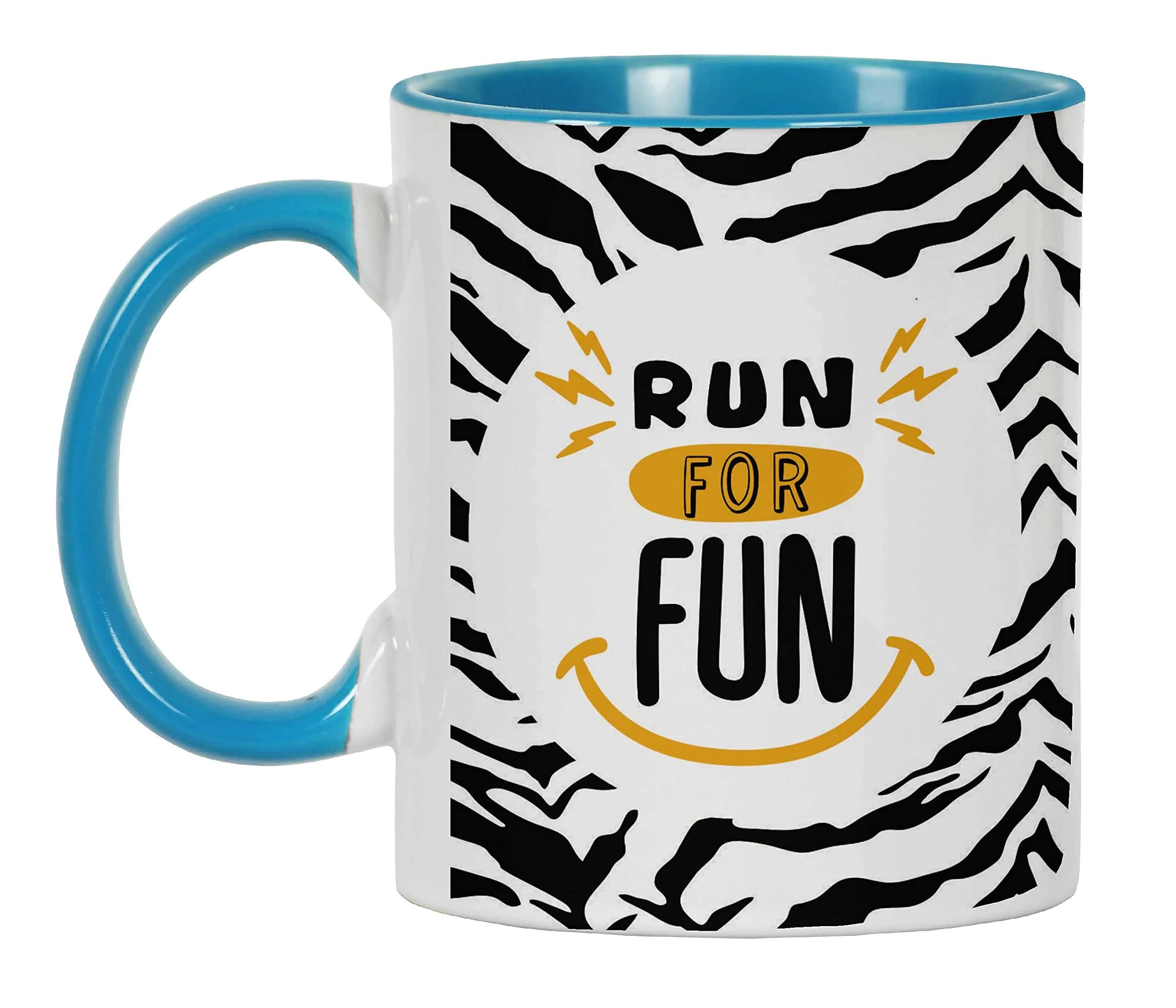 Inkdotpot Run For Fun 11oz Ceramic Coffee Mug with Blue Handle | Funny Fitness Lover Novelty Gift - view 4