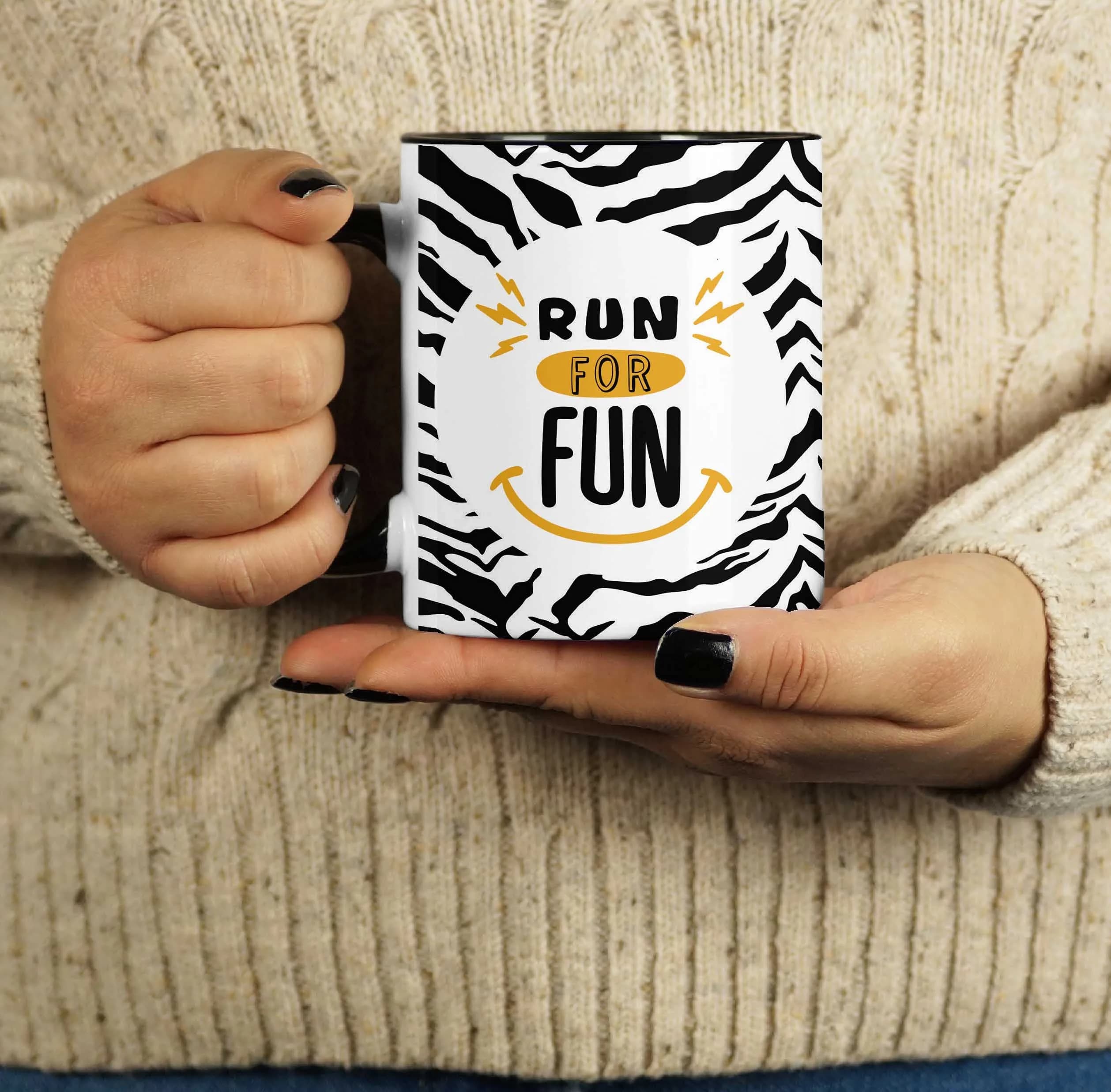 Inkdotpot Run for Fun 11oz Ceramic Coffee Mug | Funny Fitness Lover Quote - view 5