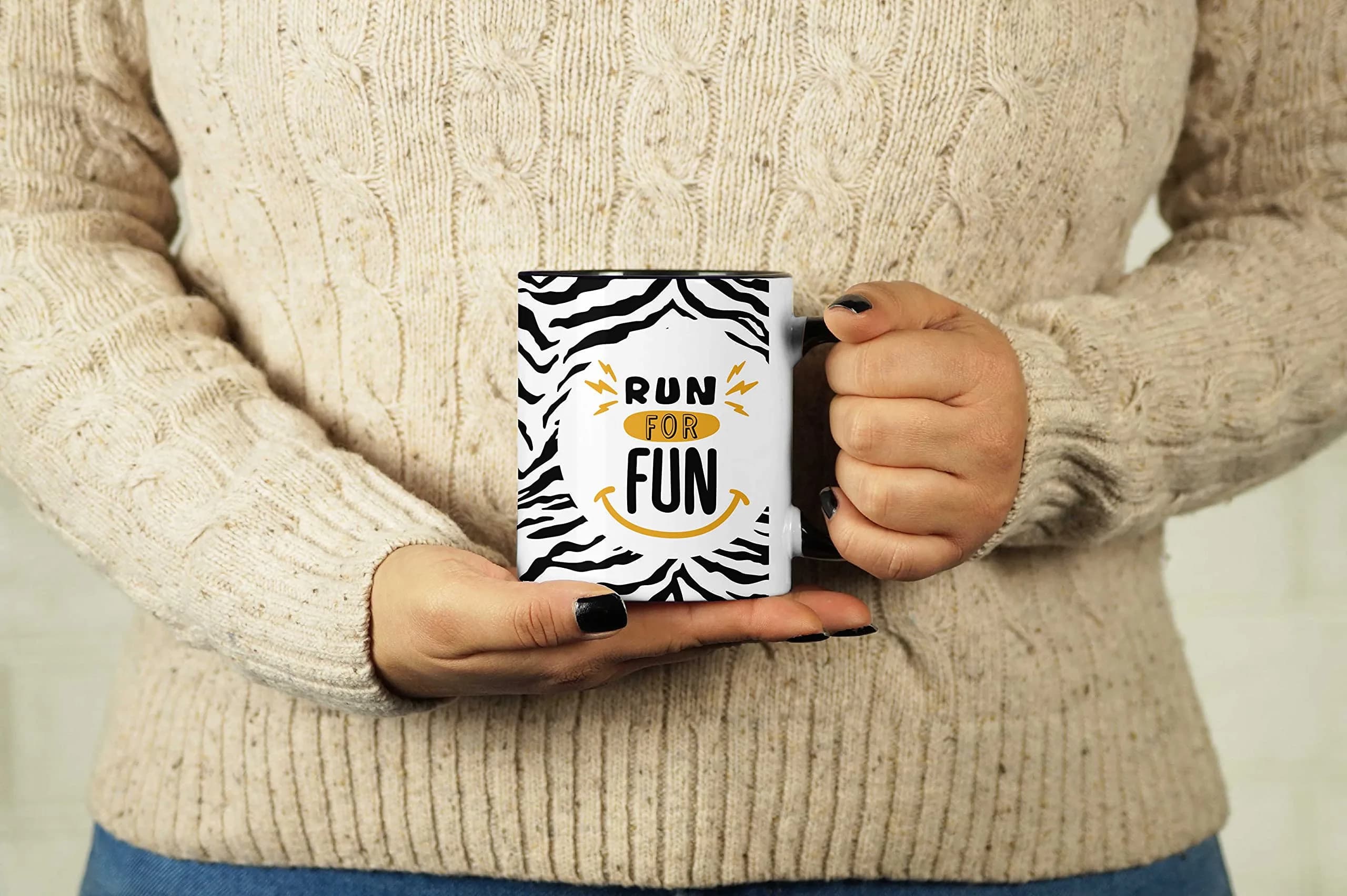Inkdotpot Run for Fun 11oz Ceramic Coffee Mug | Funny Fitness Lover Quote - view 2
