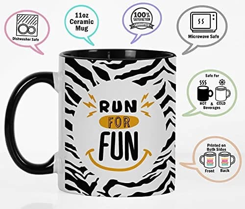 Inkdotpot Run for Fun 11oz Ceramic Coffee Mug | Funny Fitness Lover Quote thumbnail 3