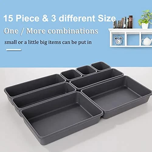 Kutesna 15PCS Interlocking Drawer Organizer Set | Plastic Desk Organizers for Office & Home thumbnail 7