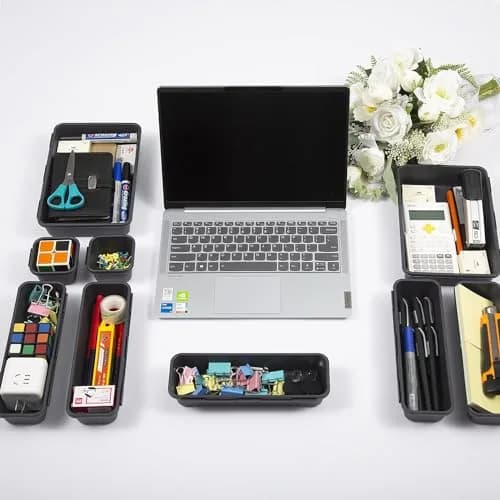 Kutesna 15PCS Interlocking Drawer Organizer Set | Plastic Desk Organizers for Office & Home thumbnail 9