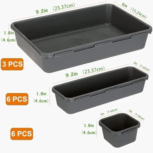 Kutesna 15PCS Interlocking Drawer Organizer Set | Plastic Desk Organizers for Office & Home thumbnail 2