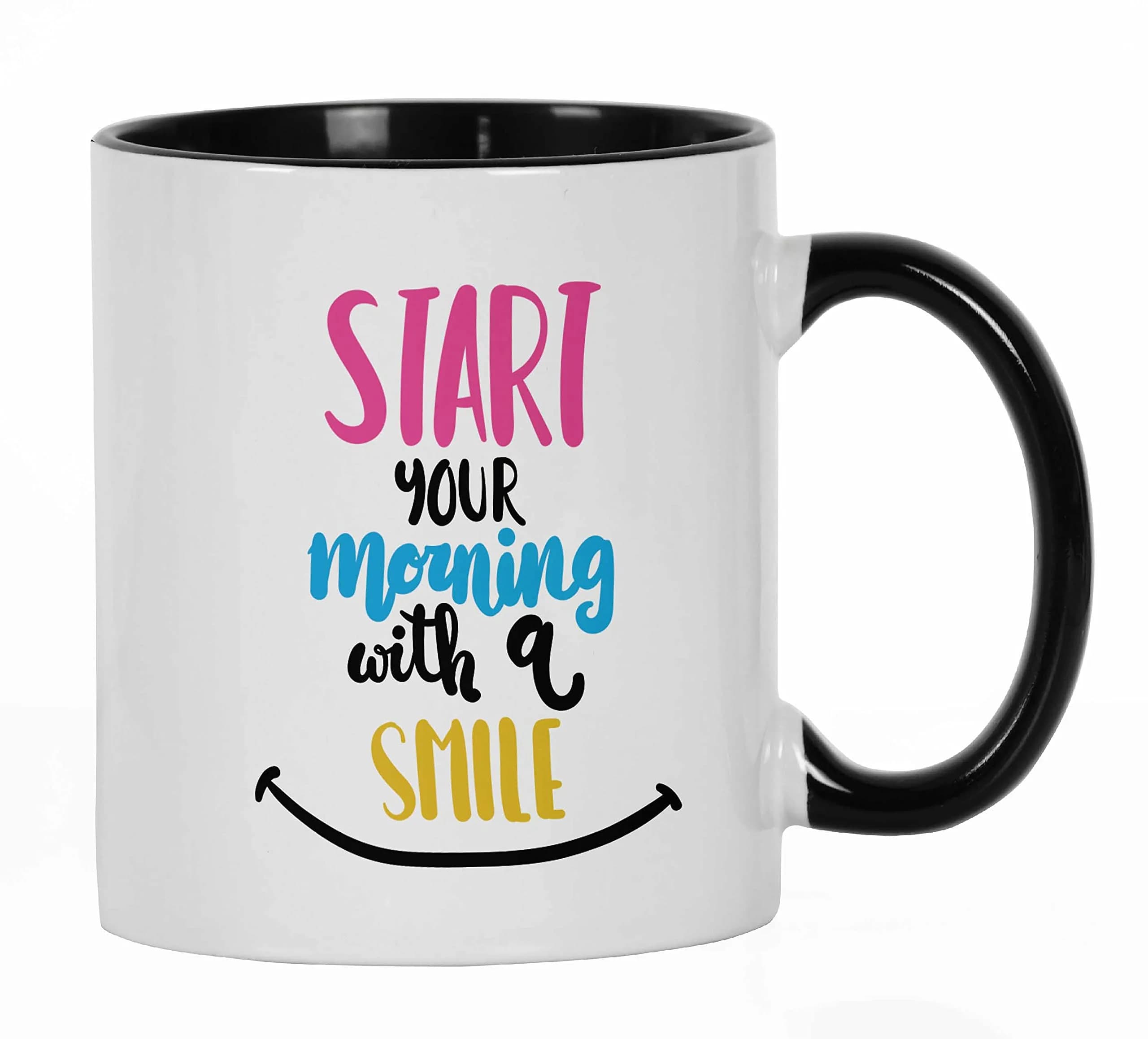 Inkdotpot Black Ceramic Coffee Mug 325ml (11 Oz) | Positive Quotes for Morning Smiles - main product image