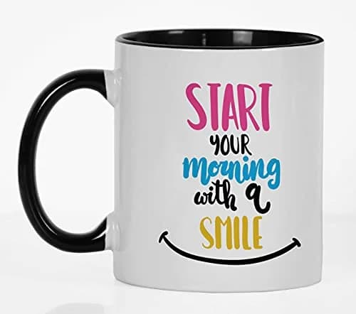 Inkdotpot Black Ceramic Coffee Mug 325ml (11 Oz) | Positive Quotes for Morning Smiles thumbnail 4