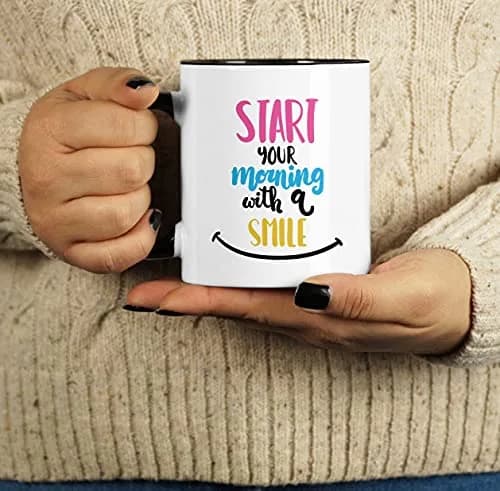 Inkdotpot Black Ceramic Coffee Mug 325ml (11 Oz) | Positive Quotes for Morning Smiles thumbnail 5