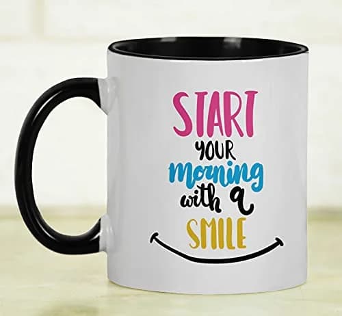 Inkdotpot Black Ceramic Coffee Mug 325ml (11 Oz) | Positive Quotes for Morning Smiles thumbnail 6