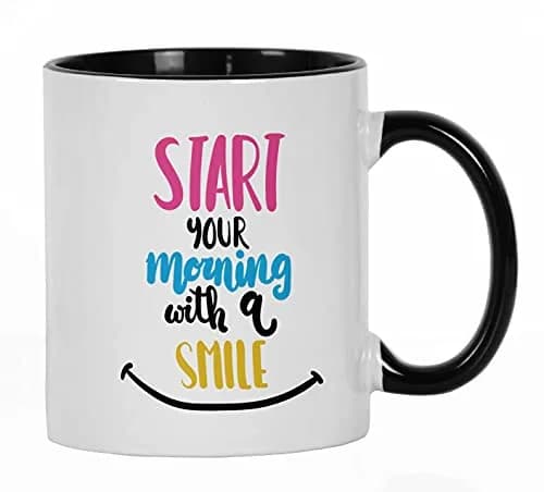 Inkdotpot Black Ceramic Coffee Mug 325ml (11 Oz) | Positive Quotes for Morning Smiles thumbnail 1
