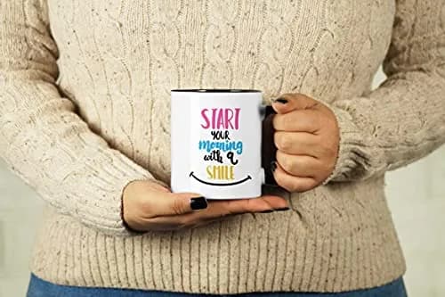 Inkdotpot Black Ceramic Coffee Mug 325ml (11 Oz) | Positive Quotes for Morning Smiles thumbnail 2