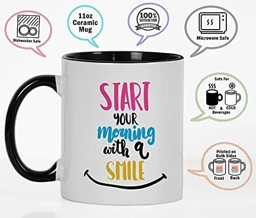 Inkdotpot Black Ceramic Coffee Mug 325ml (11 Oz) | Positive Quotes for Morning Smiles thumbnail 3