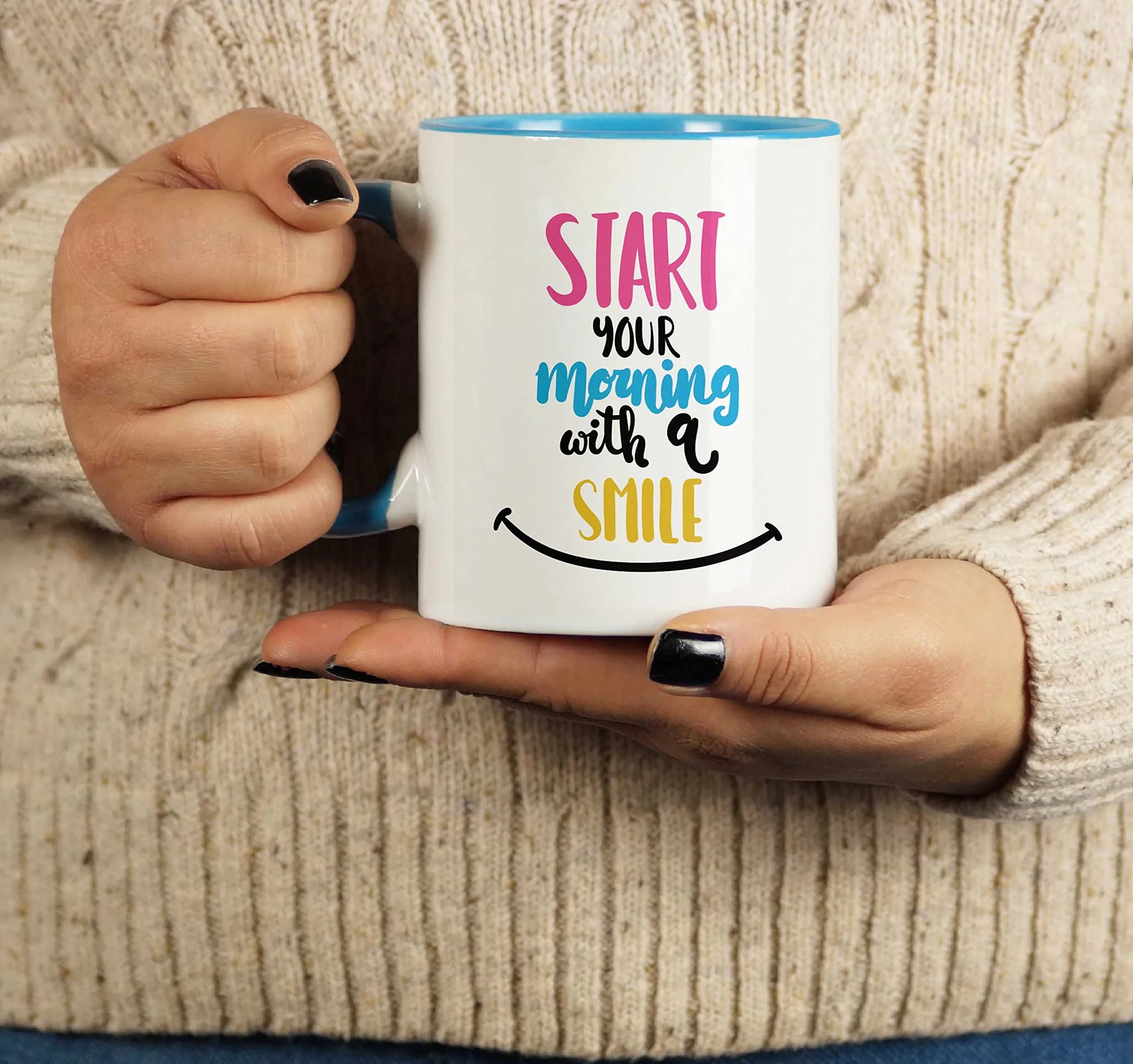 Inkdotpot Blue Ceramic Coffee Mug 325ml (11 Oz) | Positive Quotes & Funny Novelty Gift - view 5