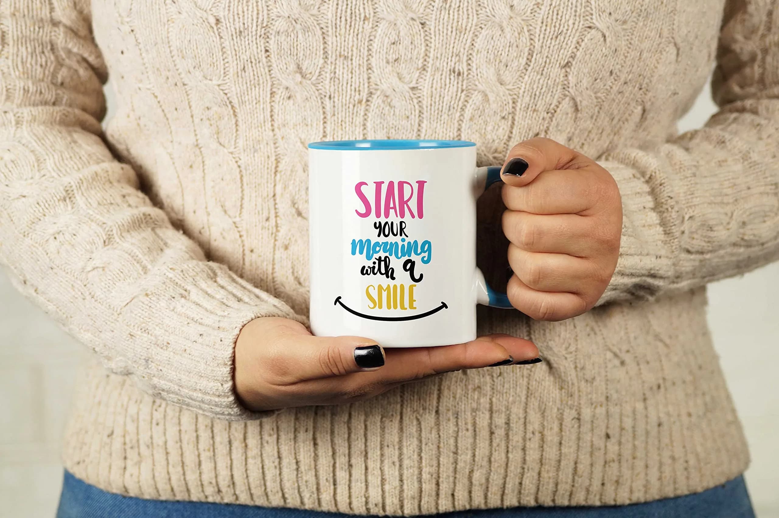 Inkdotpot Blue Ceramic Coffee Mug 325ml (11 Oz) | Positive Quotes & Funny Novelty Gift - view 2