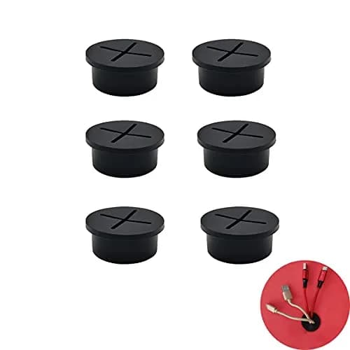 ZYYC 6 Pcs 1 Inch Black Rubber Cable Cord Grommets | Organize Desks & Cover Holes thumbnail 1